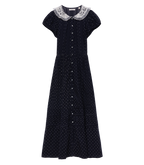 AMÉRIE DRESS -- NAVY FLOCK DOT