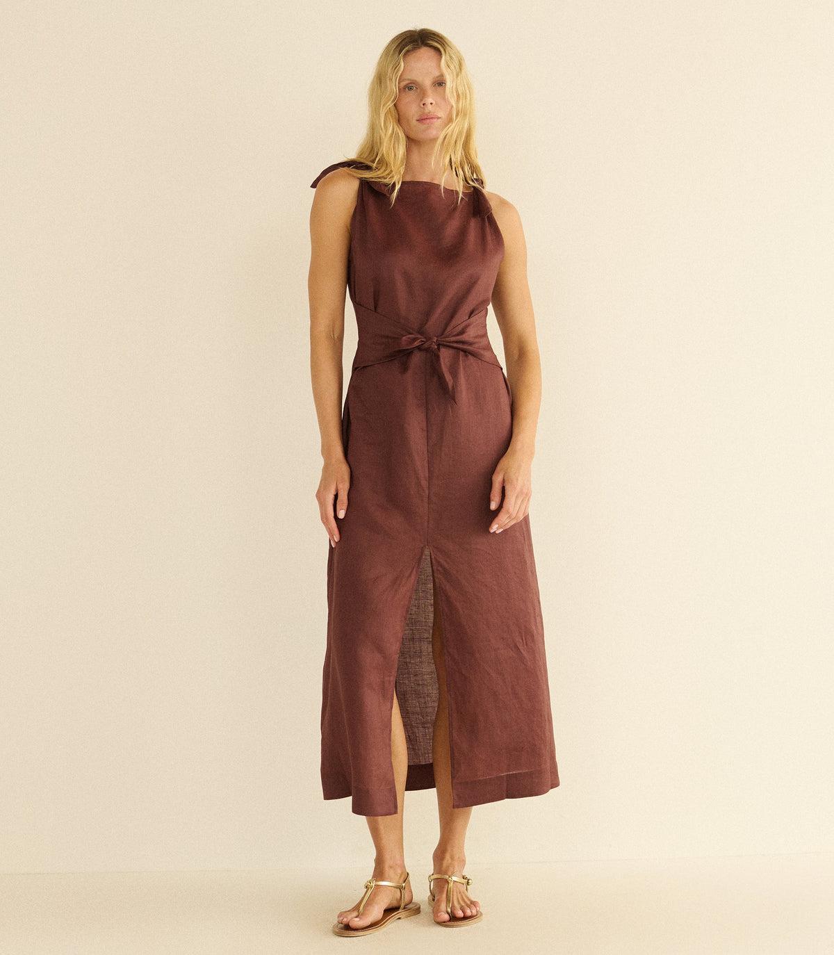 AMORETTE RAMIE DRESS -- ANTIQUE MAHOGANY