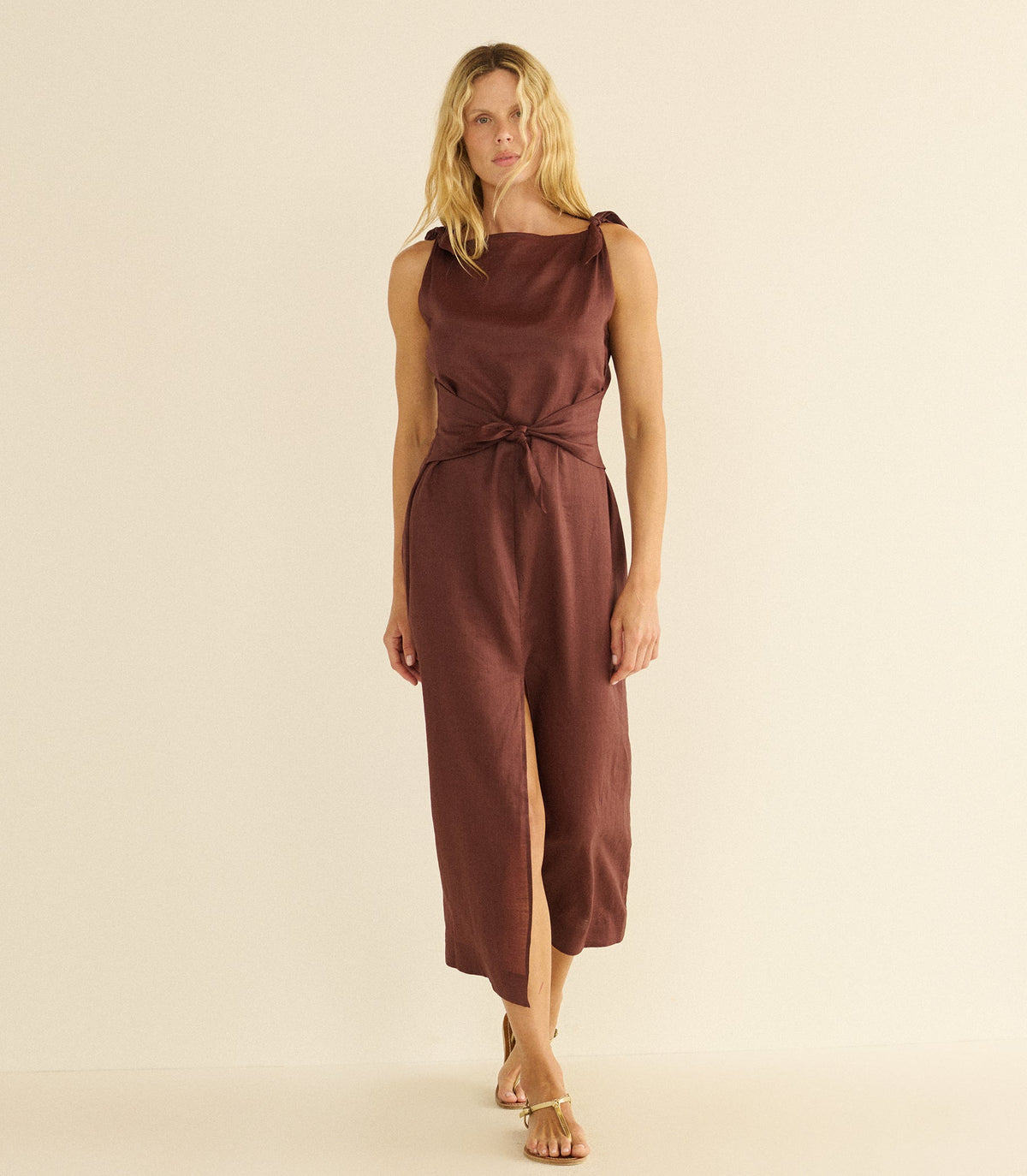 AMORETTE RAMIE DRESS -- ANTIQUE MAHOGANY