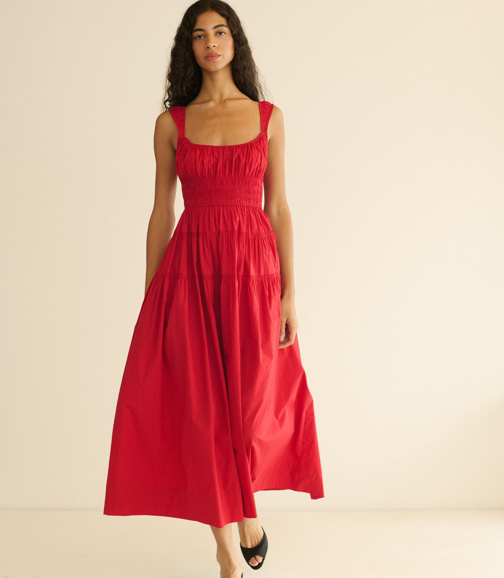 CLOVER DRESS -- DEEP TOMATO
