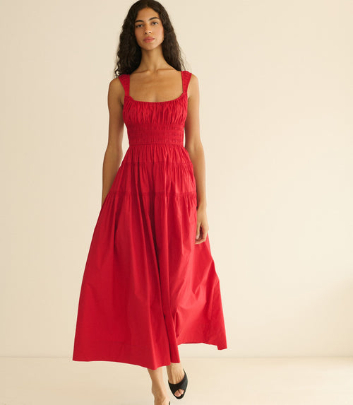 CLOVER DRESS -- DEEP TOMATO