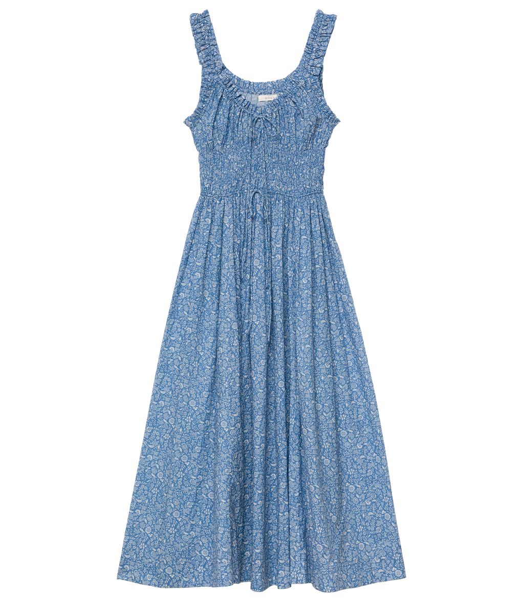 EMMARETTA DRESS -- BLUE GARDEN BLOOM