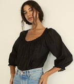 FLORINE TOP -- BLACK