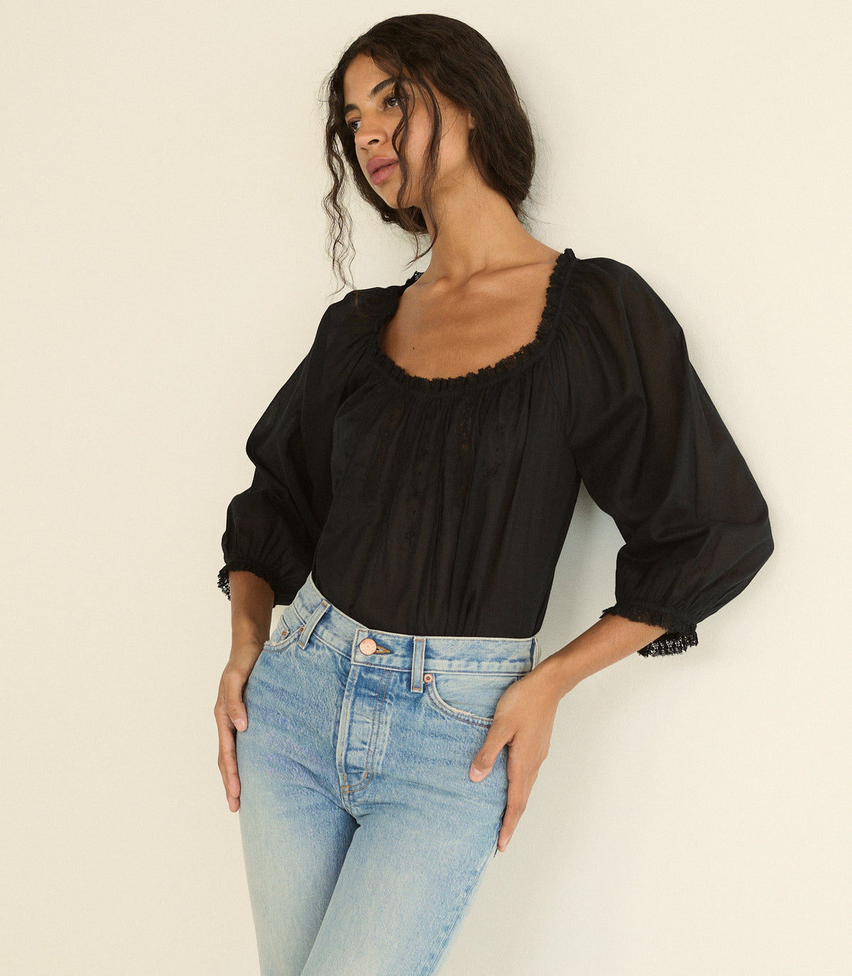 FLORINE TOP -- BLACK