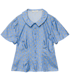 HELIE TOP -- PERIWINKLE CADIZ FOULARD