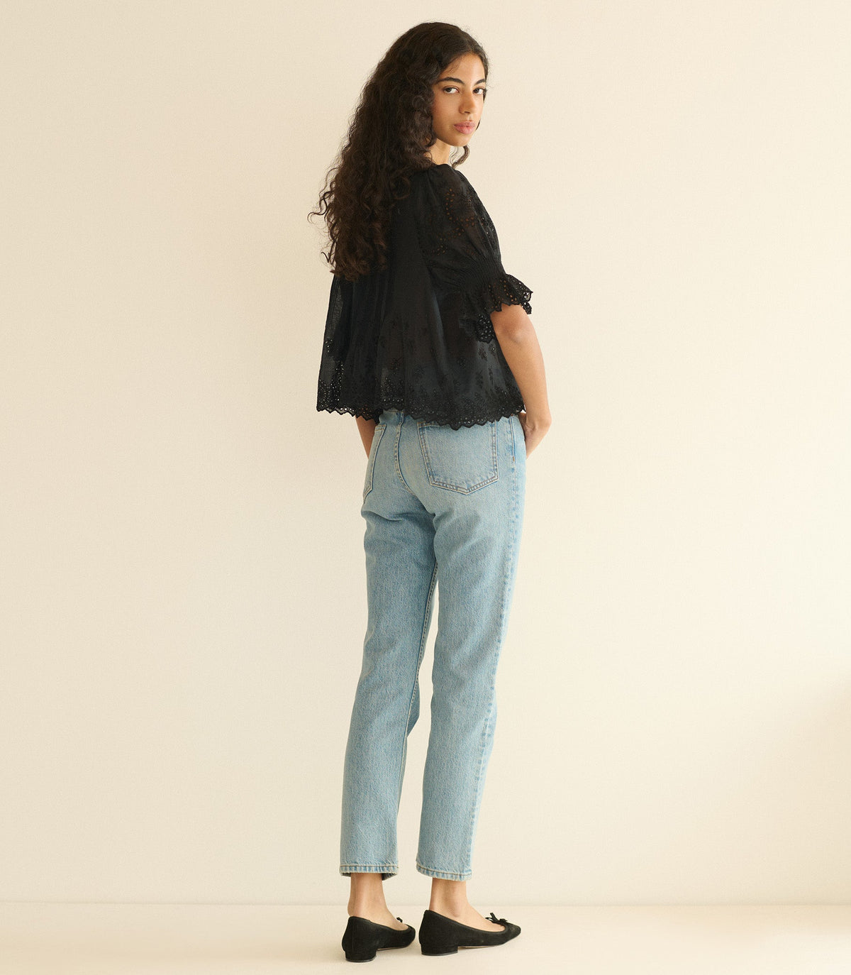 HENRI TOP -- BLACK EYELET