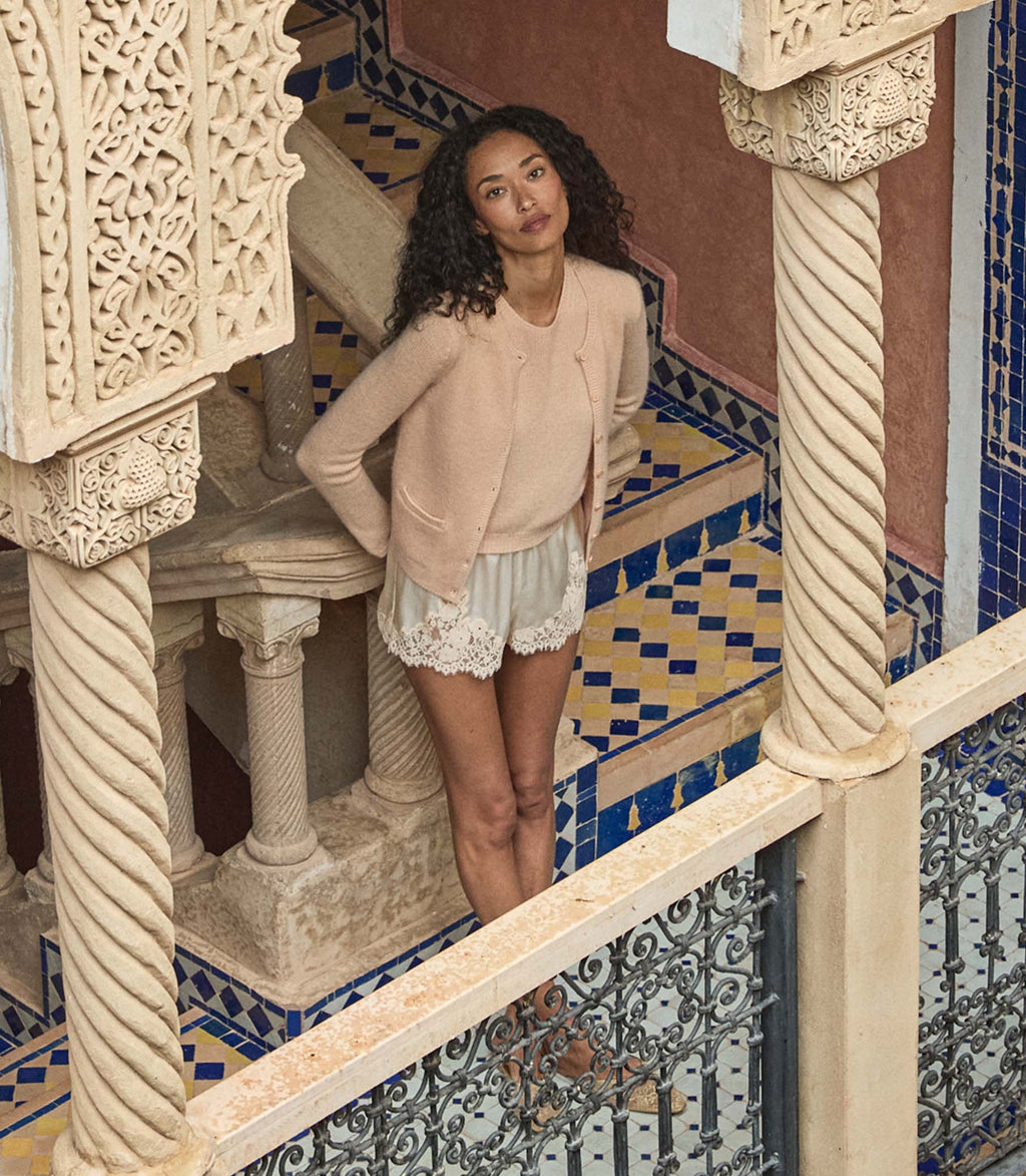 IONA SHORT -- SALT AND PEACH LACE