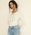LIDIE TEE -- SALT WITH CLOUD BLUE RIBBON