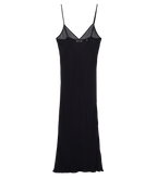 LONG DEEP V-NECK SLIP -- BLACK