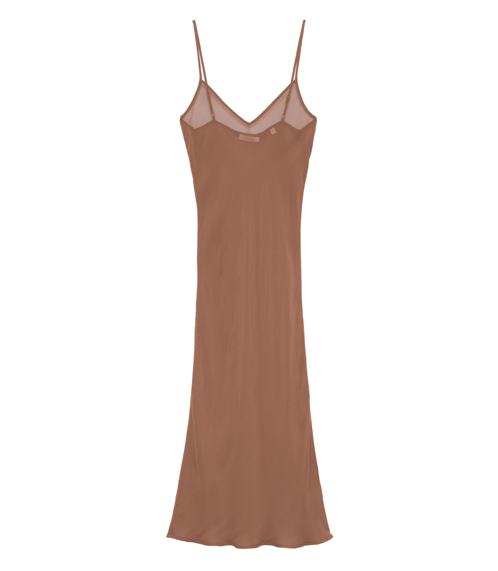 LONG DEEP V-NECK SLIP -- CAROB