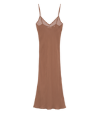 LONG DEEP V-NECK SLIP -- CAROB