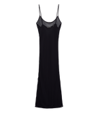 LONG SCOOP NECK SLIP -- BLACK
