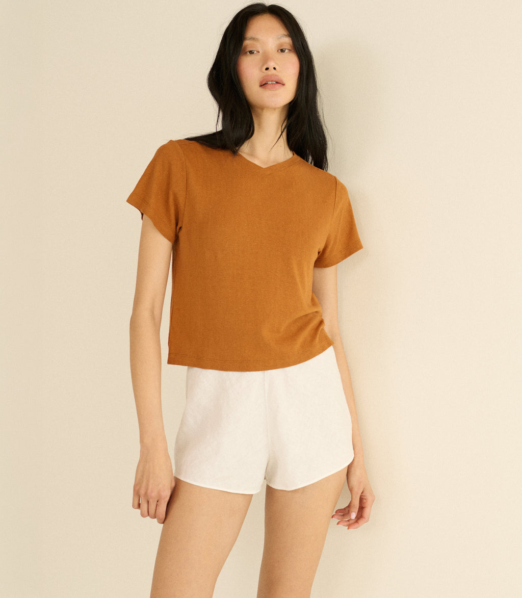 LOREN LINEN SHORT -- SALT