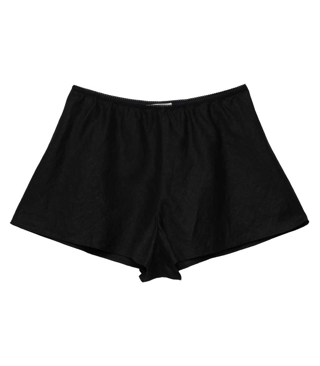 LOREN LINEN SHORT -- BLACK