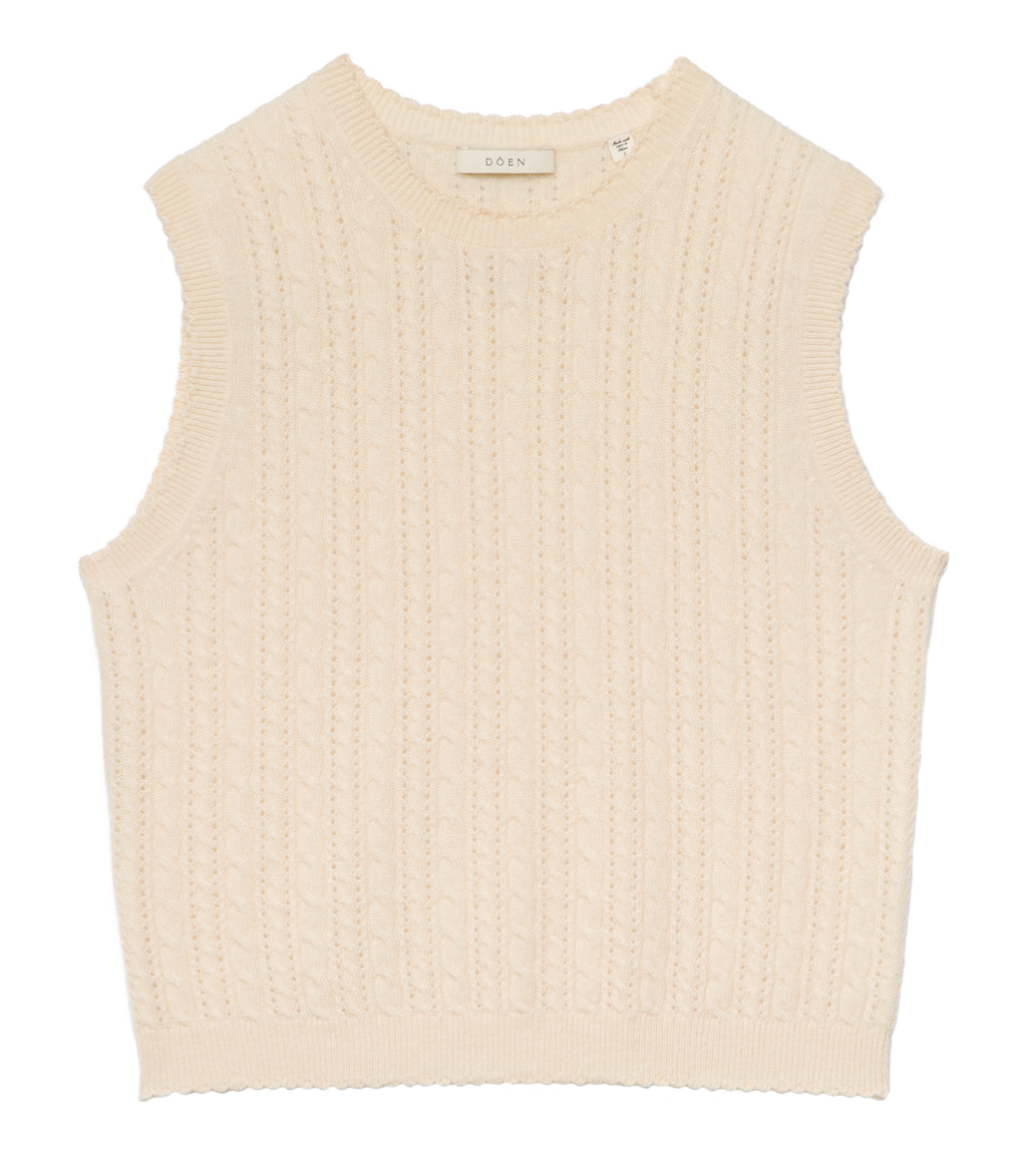 LOUDEN CASHMERE CABLE TOP -- DOGWOOD