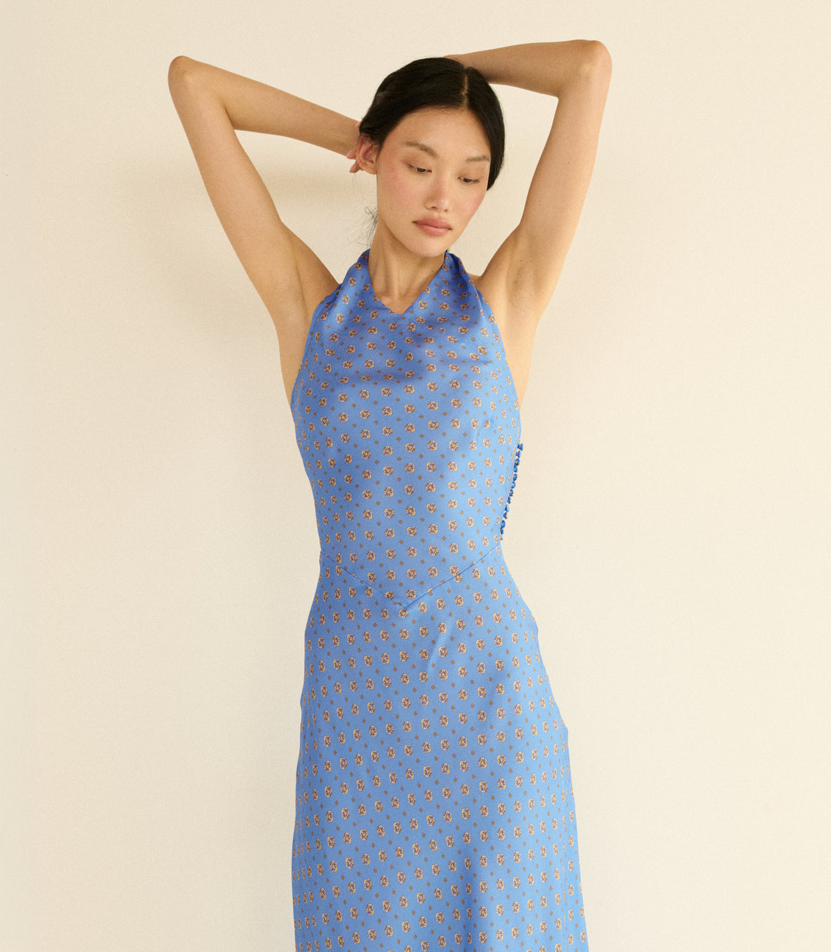 NOEMIE DRESS -- PERIWINKLE CADIZ FOULARD