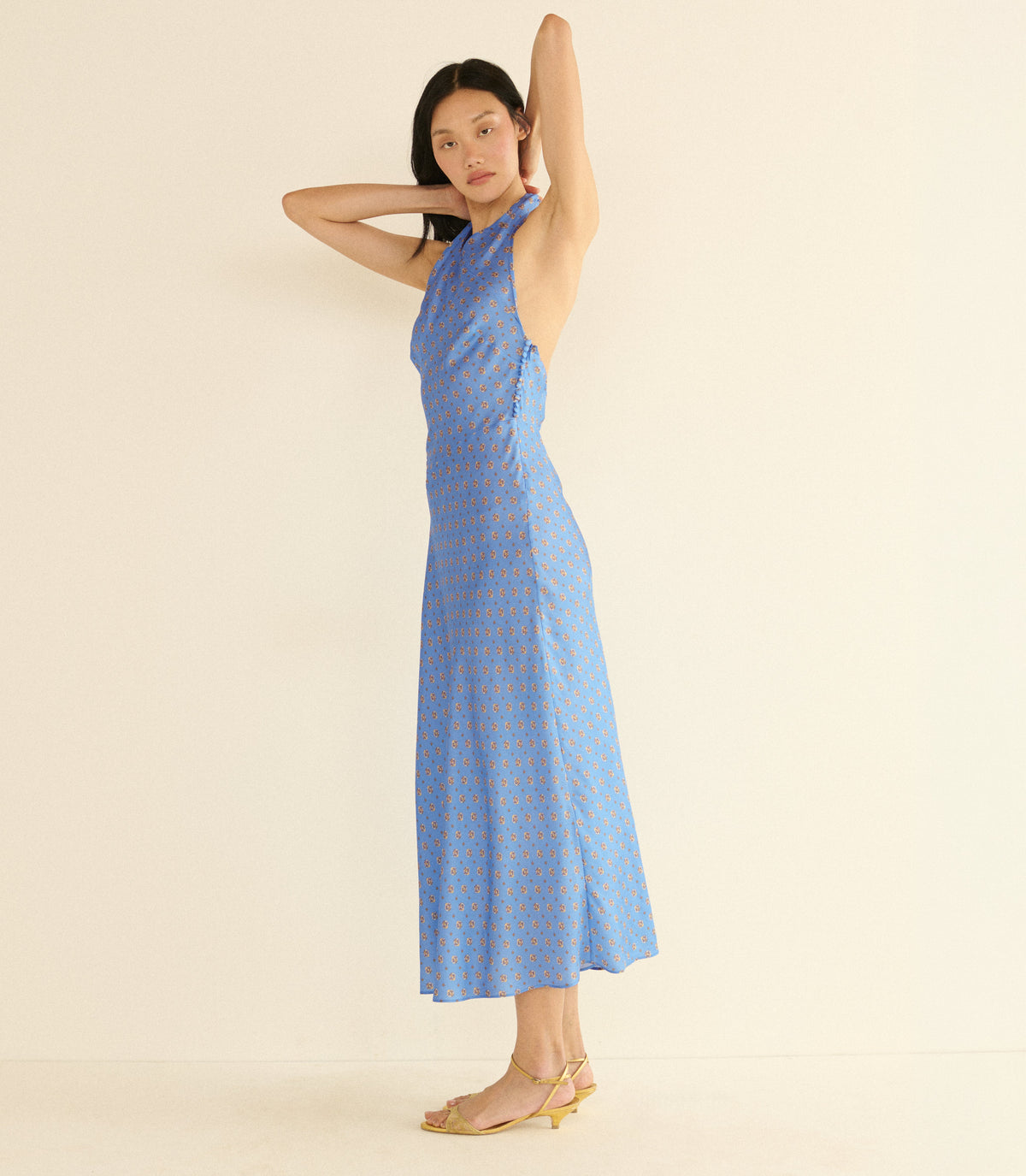 NOEMIE DRESS -- PERIWINKLE CADIZ FOULARD