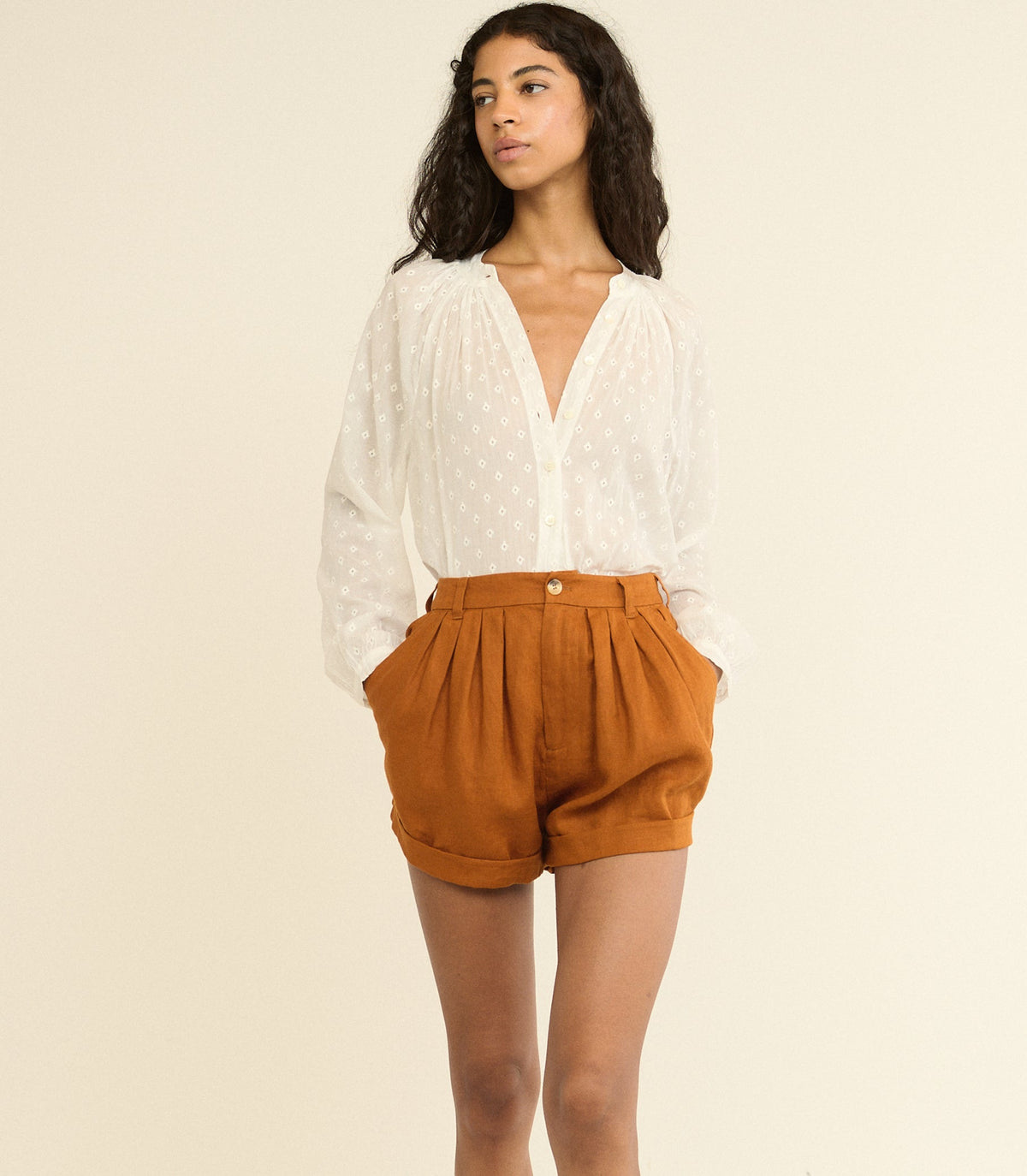 PAIGE LINEN SHORT -- SEDONA CLAY