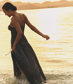 SAFIA DRESS -- NAVY CADIZ FOULARD