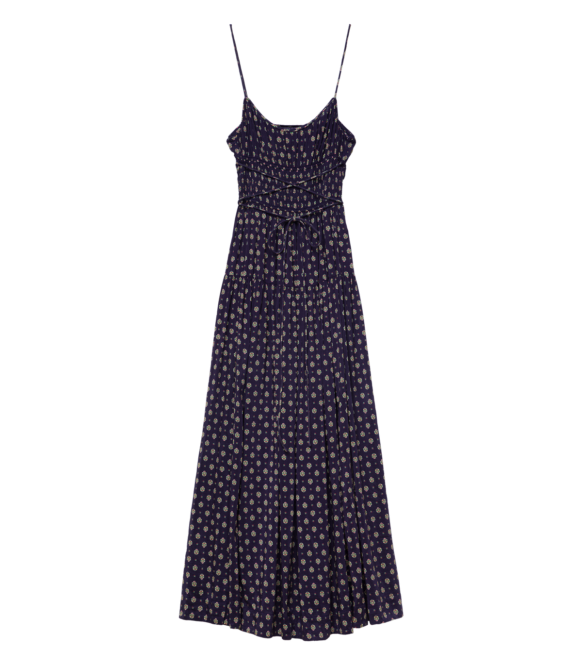 SAFIA DRESS -- NAVY CADIZ FOULARD