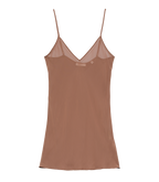 SHORT DEEP V-NECK SLIP -- CAROB