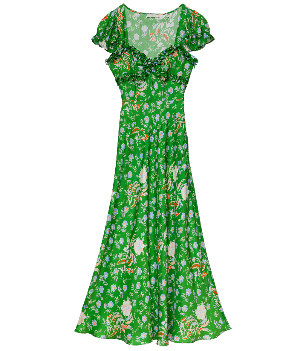 VALERINE DRESS -- EMERALD HOLLYHOCK HILLS