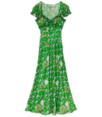 VALERINE DRESS -- EMERALD HOLLYHOCK HILLS