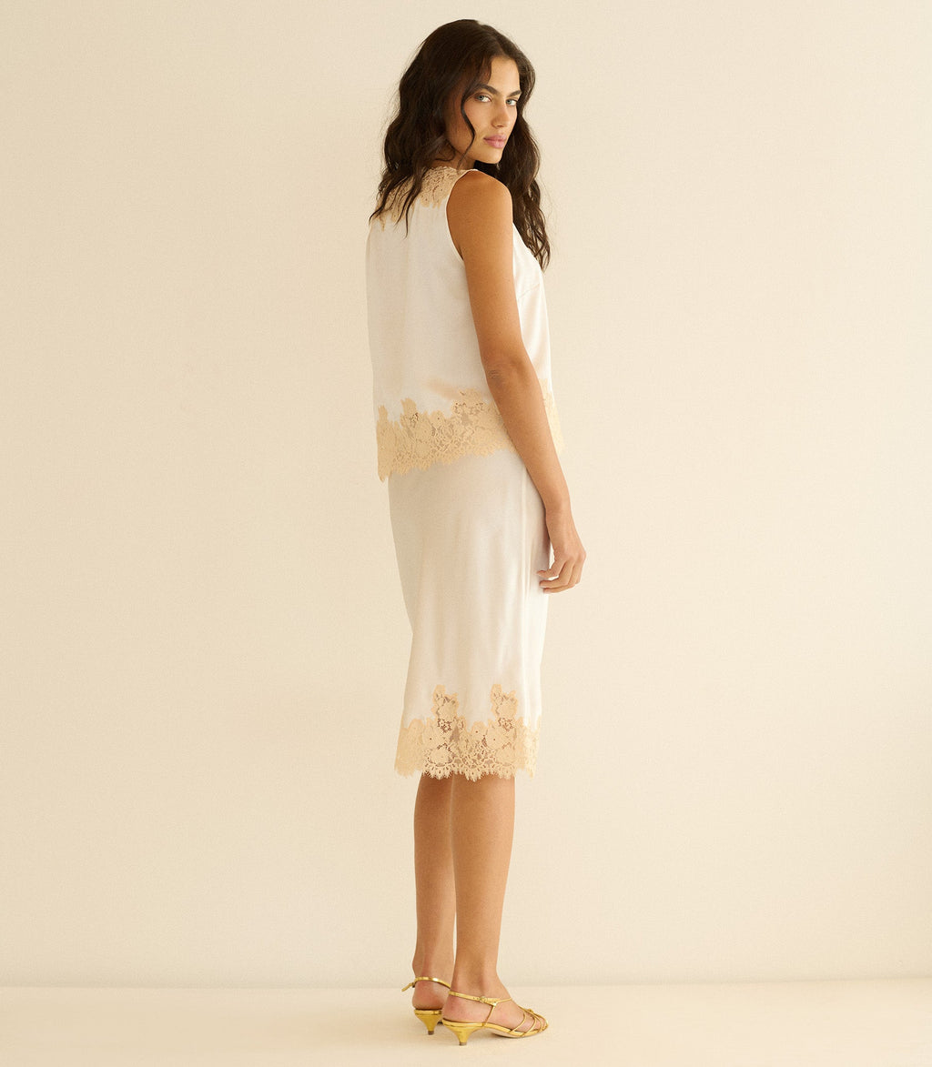 VIVIANE TOP -- SALT AND PEACH LACE